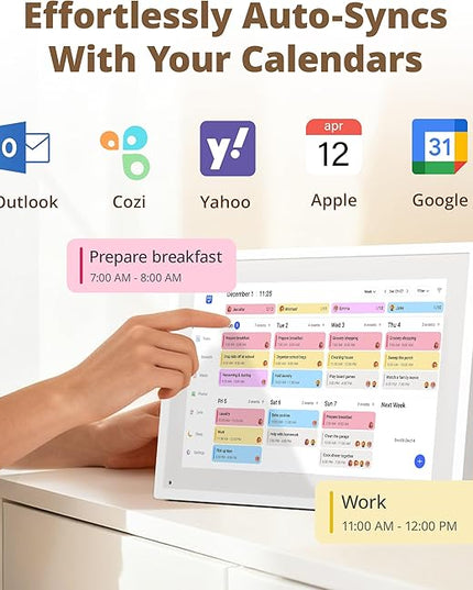 Dragon Touch 10.1 inch Digital Calendar Chore Chart – Interactive Touchscreen, Smart Family Planner, Hearth Display Desk Digital Calendar Best Gifts for Christmas, Wedding, Mom