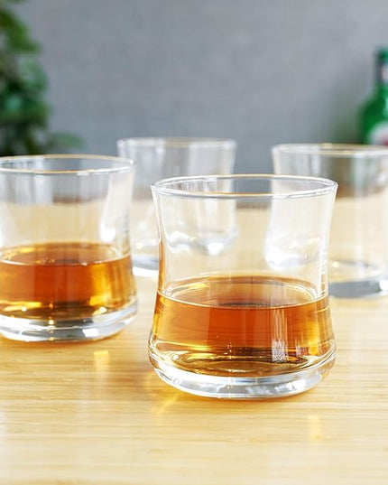 True Bourbon Glass, Whiskey Glasses, Clear Tumbler for Old Fashioned, Scotch, Vodka, Tequila, Brandy, Rum, Gin, Home Bar Glassware, 10 oz Set of 4