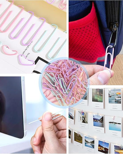 Paper Clips and Binder Clips Assorted Sizes, 240 PCS Colored Office Clips Set Large Medium Small Paper Clamps Paperclips Push Pin Thumb Tacks, College Supplies Home Office Supplies Document Organizing