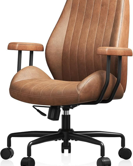 Ergonomic Office Chair 330LBS, Reclining Swivel Mid Back Desk Chair with Adjustable Height, Thickened Cushions, Comfy Executive Armchair for Home Office