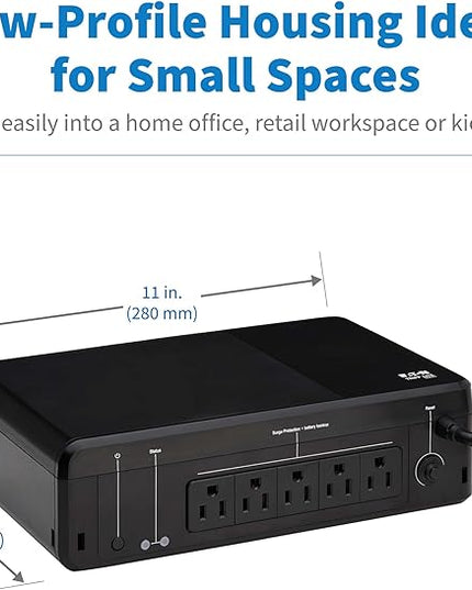 Tripp Lite 850VA UPS Desktop Battery Backup and Surge Protector, 450W, 5 Outlets, Home & Office UPS, Small Form Factor, Wall Mounting Option, 5ft Cord, 3-Year Warranty (BC850R)