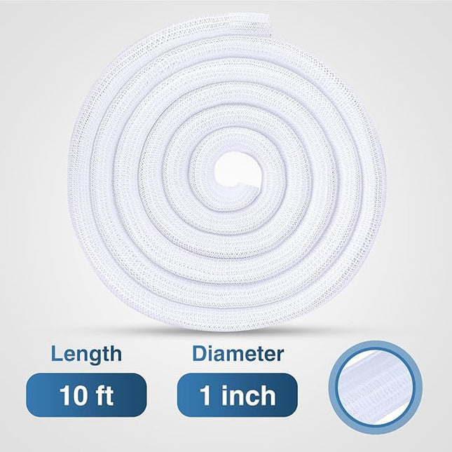 Nilight Cable Sleeve,25ft-1inch Cord Management Sleeves, Braided Sleeving, Split Self Wrapping Wire Loom for Computer Electrical Automotive Harness Protector Organizer, White
