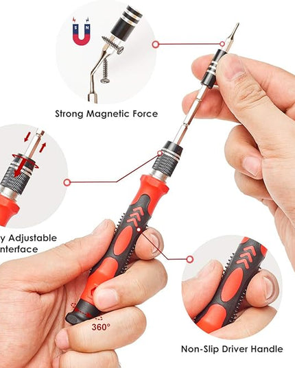 SHARDEN Precision Screwdriver Set, 122 in 1 Electronics Magnetic Repair Tool Kit with Case for Repair Computer, iPhone, PC, Cellphone, Laptop, Nintendo, PS4, Game Console, Watch, Glasses etc (Red)