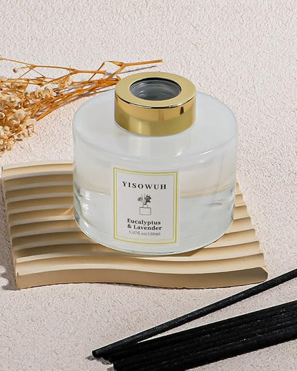 YISOWUH Reed Diffuser Set,5.07 fl oz (150 ml) - Eucalyptus & Lavender Oil Diffusers with 8 Reed Sticks,Home Fragrance Reed Diffuser for Bathroom Shelf Decor