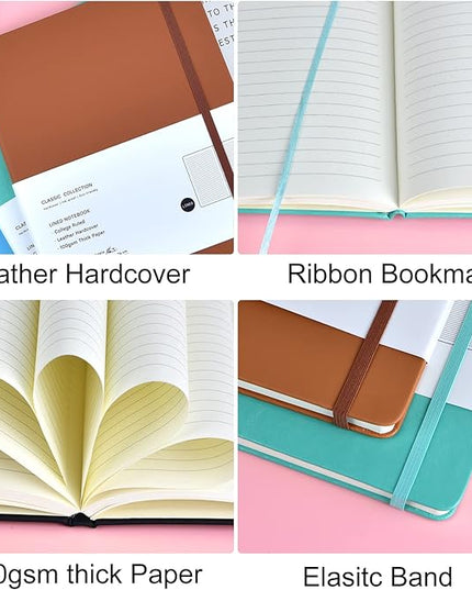 Coopay 6 Pack B5 Notebooks Journal College Ruled Composition Notebooks Classic Hardcover Lined Journals for Office Home School Business Writing Notes, 10.2" x 7.5", 100GSM Thick Paper (Multicolor)