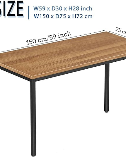 Bast Board Modern Simple Style Computer Desk Standing Table 30x59 Inches Large Office Desk Computer Table Study Writing Desk Workstation for Home Office Black Metal Frame