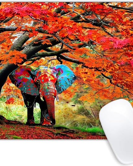 Square Mouse Pad Natural Trees and Elephants-4,Gaming Mouse Pads for Desk,Soft Computer Waterproof Non-Slip Mouse Mat