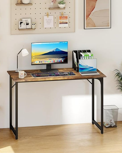 PayLessHere | 47 Inch Computer Desk | Vintage | Office Desk with Metal Frame, Adjustable Feet | Water-Resistant, Scratchproof Surface | Sturdy Writing Table for Home Office or Study | Pack of 1