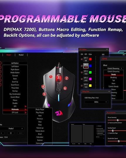 Redragon Updated Programmable Gaming Keyboard and Mouse, RGB Backlit Keyboard Mouse with Software, Independent Macro Record Keys, Value Combo Set, White - S101-3 PRO