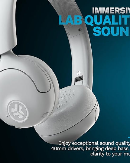 JLab Go Lux ANC Wireless Headphones, Cloud White, Hybrid Active Noise Cancelling, Premium On-Ear Bluetooth Headset, Customizable Sound, Be Aware Mode, Cloud Foam Comfort, Multipoint Connection
