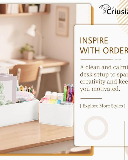 Criusia 15 Pack Drawer Organizer for Clothes, Foldable Dresser Dividers with 3 Sizes, Fabric Storage Bins – White