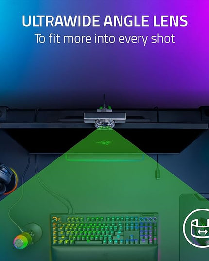 Razer Kiyo V2 Streaming Webcam: 4K 30 FPS, 1080p 60 FPS - AI Powered Auto-Framing - Built-in Microphone - Ultrawide Angle Lens - Privacy Cover - Works with OBS, Xsplit, Discord, Zoom, Teams - Black