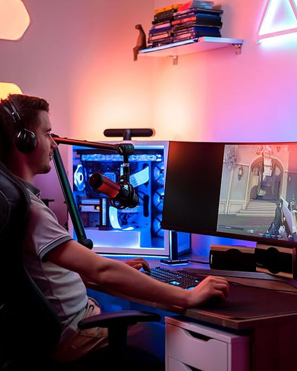 IXTECH Microphone Boom Arm with Desk Mount, 360° Rotatable, Adjustable and Foldable Scissor Mounting for Podcast, Video Gaming, Radio and Studio Audio, Sturdy and Universal - Elegance Model