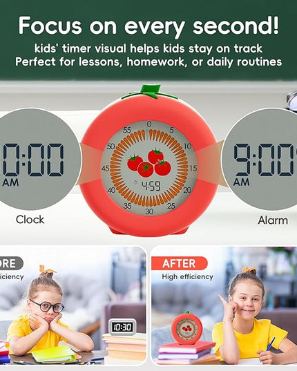 Visual Timer for Kids, 299-Minute Cute Kids Pomodoro Countdown Timer, Visual Timer for Classroom, Kitchen, Office Desk and Meetings