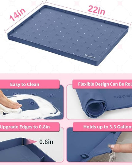 Sdpeia Under Sink Mat 22"×14" Waterproof Silicone Cabinet Liner & Sink Protector for Kitchen & Bathroom, Multi-Purpose Organizers Tray for Pets, Laundry, Cat Litter Mat