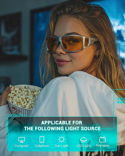TIJN Sonia Sleep Glasses for Blue & Green Light Blocking,Red Lens with Dual AR Coating,Wraparound Frame for Gaming Screen
