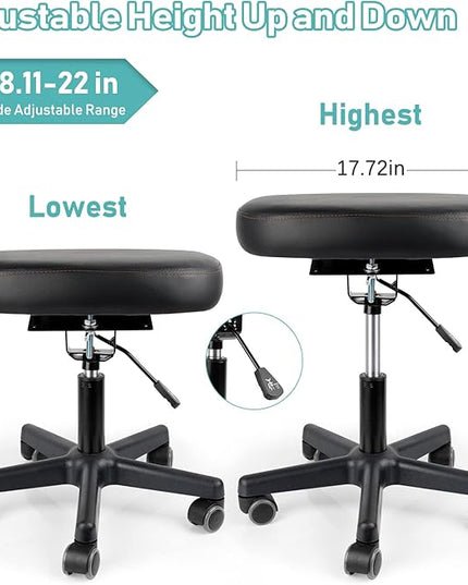 Footrest Stool Under Desk Adjustable Height and Tilt Angle Footrest Ottoman Ergonomic Foot Stool with Wheels 360° Rolling for Home Office (New Black)