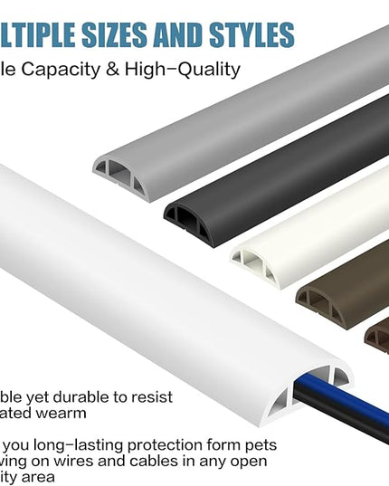 Floor Cord Covers for Wires 20FT Cable Hider Wire Coverr Self Adhesive Cord Hider Floor for Offices, Homes, Workshops, Warehouses Cable Cavity 0.47" W x 0.27" H