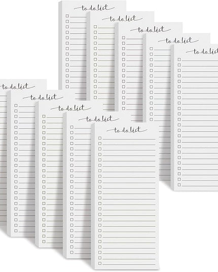 Censen 10 Pack 500 Sheets To Do List Notes Daily Checklist Notepads with 50 Sheets Each Undated Color Memo Pad Block Shopping List Pad Weekly Plan Notepad Organizer Planners(White,Lined)