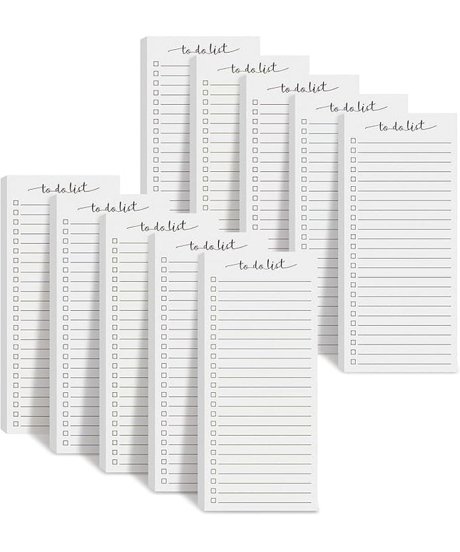 Censen 10 Pack 500 Sheets To Do List Notes Daily Checklist Notepads with 50 Sheets Each Undated Color Memo Pad Block Shopping List Pad Weekly Plan Notepad Organizer Planners(White,Lined)