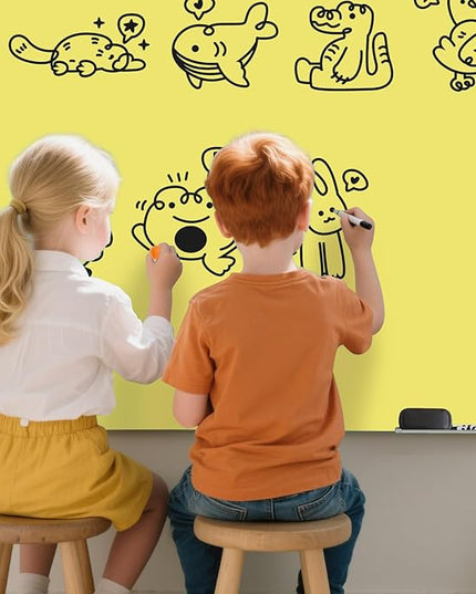 Magnetic Glass Dry Erase Board - White Board 48 x 36 Inch Wall Mounted Glass Whiteboard, Large Frameless Glass White Board for Wall Office, Home & School, Yellow