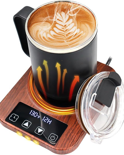 Coffee Mug Warmer Set for Desk - Candle Warmer, 9 Temp Coffee Cup Warmer Auto Shut Off, 1-12H Timer Smart Beverage Warmer, Candle Warmer Plate Candle Melter, Heated Coffee Mug, Charging Coaster