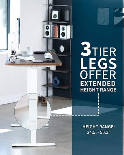 VIVO Electric 71 x 30 in Dual Motor Rustic Sit Stand Desk, Memory Height Adjustment, 2B Series, Black and Vintage Brown Top, White Frame, DESK-KIT-2W7BN