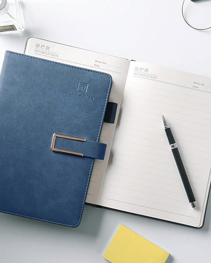 2-Pack Ruled Journal Notebook Bulk,Hardcover Magnetic Clasp Cover,with Pen Loop，Medium 5.7 x 8.3 inches, 120 GSM Thick Paper, Gifts(Lined Blue)