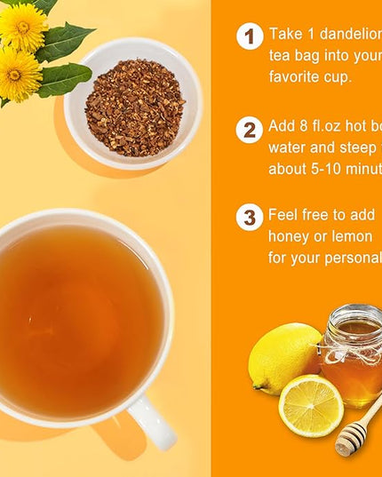 Jarteela - Roasted Dandelion Root Tea Bag, 2g x 50 Count - Dandelion Tea - Premium Herbal Dandelion Tea Bags - Non-GMO - Caffeine-free Tea
