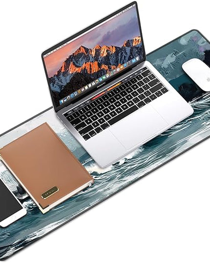 Galdas Gaming Mouse Pad XXL XL Large Long Extended Big Mousepad Non-Slip Rubber Keyboard Mouse Pad with Stitched Edges for Laptop Home Office (31.5x11.8x0.08 Inch) … (Ink Painting)