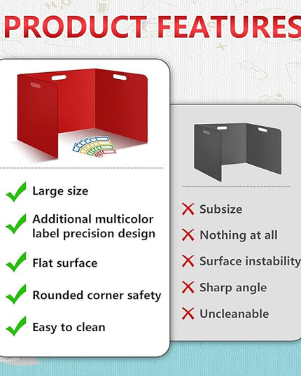 24 Pcs Desk Dividers for Students Classroom Plastic Privacy Folders Red Test Dividers for Students Desks Trifold Privacy Panel Partitions for School Teacher Supplies (24pcs Red)