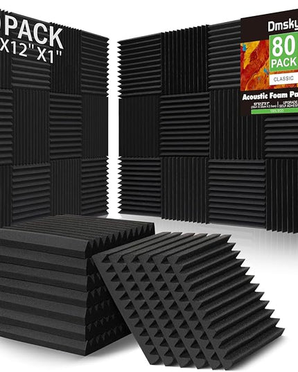 80 Pack Acoustic Foam Panels,1"X 12" X 12"Sound Proof Foam Panels,High Density Sound Absorbing Panels,Soundproof Wedges Panels for Studio Recording & Office & Home