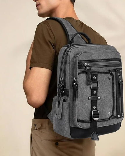 Schkleier Messenger Bag for Men Canvas Sling Bag Crossbody Backpack Laptop Shoulder Bag Hiking Daypacks Casual Tactical