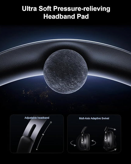 Hybrid Active Noise Cancelling Headphones, Over-Ear Bluetooth Headphone, 60H Playtime, Deep Bass, Transparency Mode, Foldable Comfort Ear Cups, Electronic Gadgets, Ideal gift for Travel Office - Black