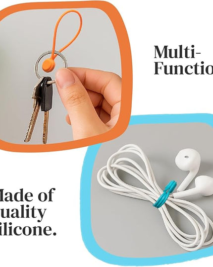 Magnetic Cable Management Organizer | 12 Pack Reusable Cable Ties & Cord Holder with Magnetic Clips | Silicone Cable Ties & Cord Keeper for Smart Home Gadgets, Assorted Colors