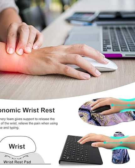 Keyboard Wrist Rest and Mouse Pad, Ergonomic Memory Foam Mouse Pad Wrist Support, Non-Slip & Pain Relief Mouse Pad and Keyboard Wrist Support, Comfortable Mousepad with Wrist Rest for Game, Office