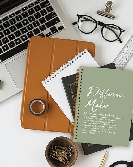 OXW Sage Green Notebooks for Work, Difference Maker Gift Meeting Notebook Journal for Writing, Employee Appreciation Gifts, Thank You Gifts for Women Men Leader Mentor Boss Manager, 5.5"x8.3"