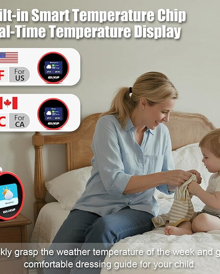 Smart Alarm Clock for Kids, AI Voice Assistant Clock with Chat, Ok to Wake Clock, 12 White Noise Sounds, Sleep Trainer, Time Management Tool, Music Player via TF/MP3 Card, Weather Forecast