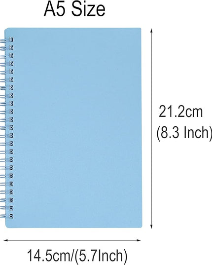 Yansanido Spiral Notebook, 6 Pcs A5 Thick Plastic Hardcover Graph Paper 6 Color 80 Sheets -160 Pages Journals for Study and Notes (6 colors, A5 5.7" x 8.3"-Grid)