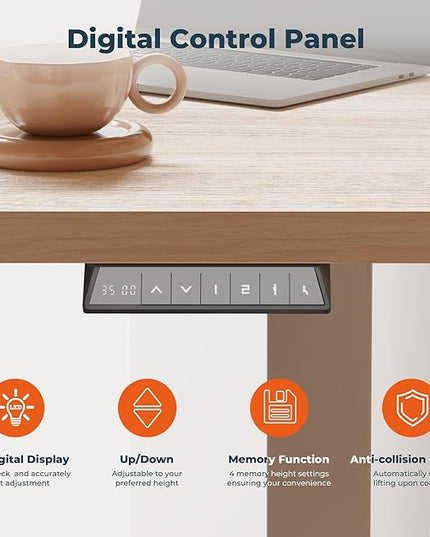 Standing Desk,Large 79x31 Inches Height Adjustable Stand Up Desks with Cable Management, Home Office Computer Desk with Cup Holder & Memory Preset, White Wood Grain