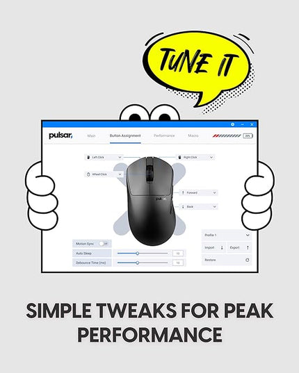 Pulsar Gaming Gears X3 LHD Crazylight Wireless Gaming Mouse, Ultra Lightweight 1.51 oz (43g), Hybrid Ergonomic, Optical Switch, 32000 DPI, 750 IPS, XS-1 Sensor, 8k Compatible (Left-Handed Uyuni White)
