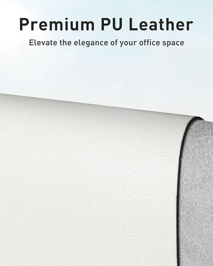 Aothia Leather Desk Pad Protector, Mouse Pad, Office Desk Mat, Non-Slip PU Leather Desk Blotter, Laptop Desk Pad, Waterproof Desk Writing Pad for Office and Home (23.6" x 13.7", Off-White)