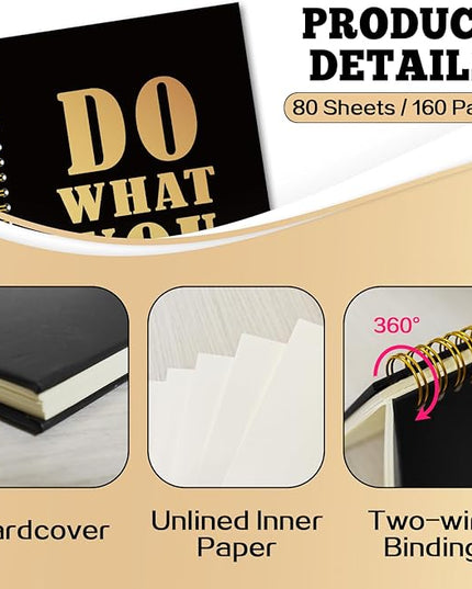 YAZMEEN Funny Saying Black Gold Spiral Notebook（160 Pages） Do What You Love Blank Hardcover Notebook Employee Appreciation Gift Office Gift Funny Notebook Birthday Gift for Coworker Colleague Friend