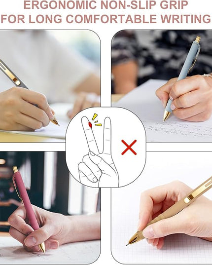 Linbsunne Ballpoint Pens Black Medium Point 1mm with Super Soft Grip Ball Point Pen for Men Women Retractable(style2, 12 pcs)