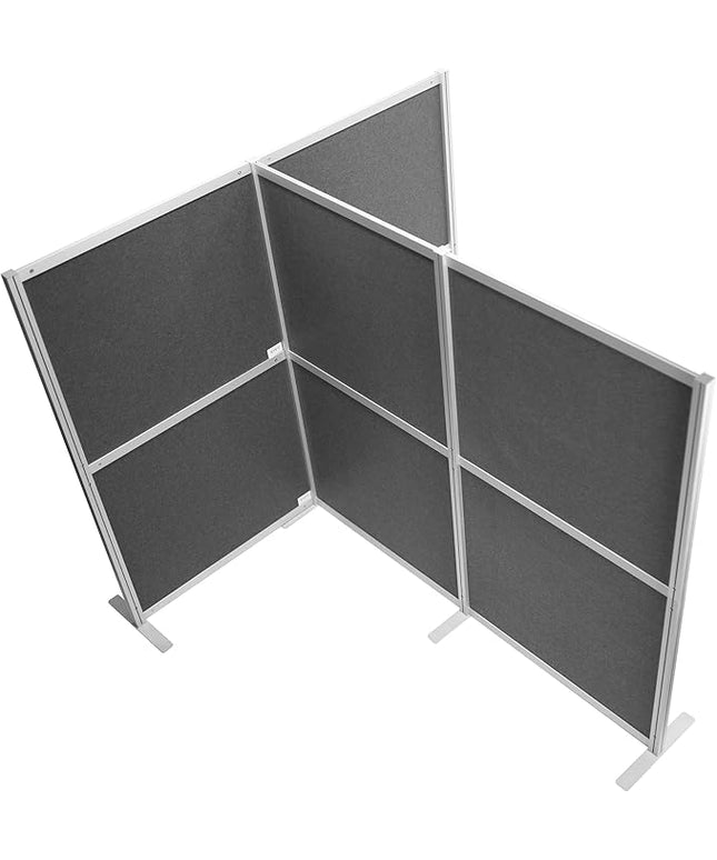 VIVO T-Shape Modular Corner Wall System, 4 Panels, Modern Professional Office Cubicle Dividers, Freestanding Privacy Screen, 66 inches High, Dark Gray, PP-MWS63D-T