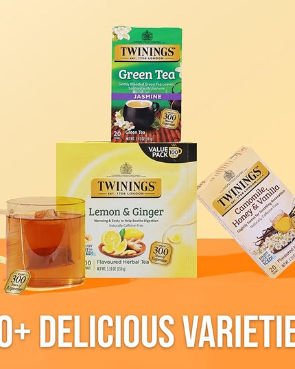 Twinings Camomile, Honey & Vanilla Herbal Tea Individually Wrapped Bags, 20 Count (Pack of 6), Naturally Caffeine-Free, Enjoy Hot or Iced, 120 Teabags