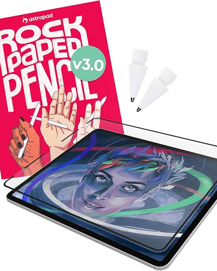 Astropad Rock Paper Pencil v3.0 – Paper Screen Protector for iPad Pro 12.9 inch (Gen 3-6) + Apple Pencil Tips Replacement 2 Pack – Compatible with Apple Pencil 1st/2nd Gens and Pencil Pro