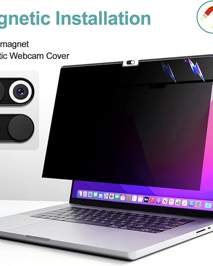 2-in-1 Office Magnetic Privacy Screen Protector with Camera Cover for MacBook Air 13.6/13” (2022-2025, M2/M3/M4), 13.6 inch Business Professional Removable Anti Glare Matte Blue Light Mac Filter Shield