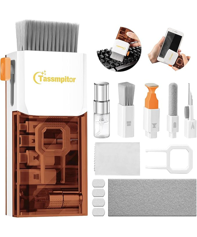 Laptop Screen Keyboard Cleaner Kit, All in 1 Electronics Cleaning Tool for MacBook iPad iPhone Pro Cell Phone, Brush Tool for Tablet, Computer, PC Monitor,TV Camera Lens with Patent, Brown