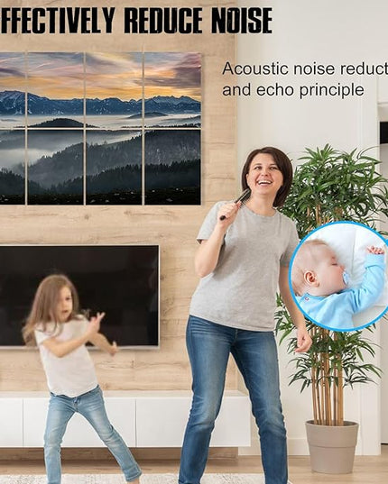 YPY Acoustic Panels Soundproof Wall Panels: Decorative Sound Absorbing Wall Art Soundproofing Panels Recording Studio Acoustical Treatments 8 Pack 48x32 Inches